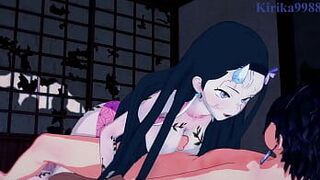 Интенсивный секс Незуко Камадо, Даки и Танджиро Камадо - Убийца демонов Кимэцу но Яиба, хентай. - порно видео